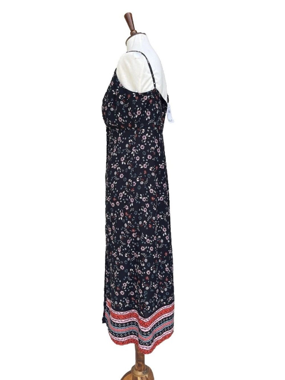 Love Fire Floral Midi Dress Women's M Spaghetti Strap Button Front Rayon NWT - Picture 10 of 11